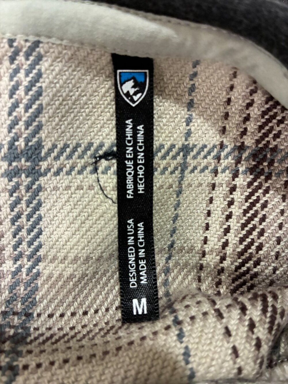 KUHL Kleo Taupe/Brown/Blue Plaid Twill Long Sleeve Hooded Shacket Women M NEW - Picture 3 of 15